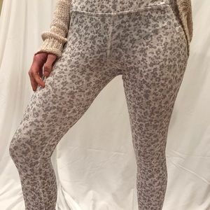 Gray, pink, and white leggings